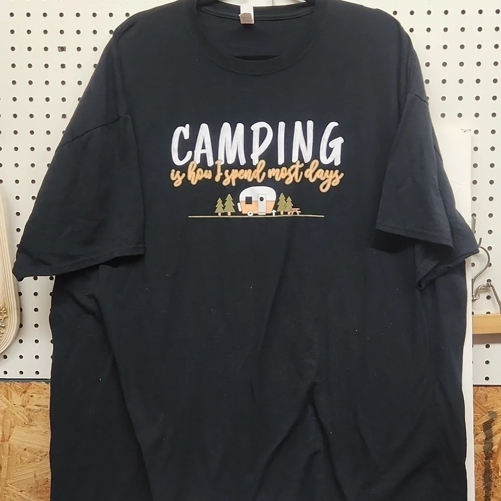 Camping is how I spend most days black tshirt 3xl great condition Jerzees - Picture 1 of 4